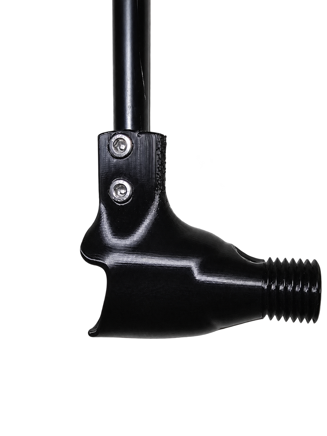 Close-up of custom threaded club attachment